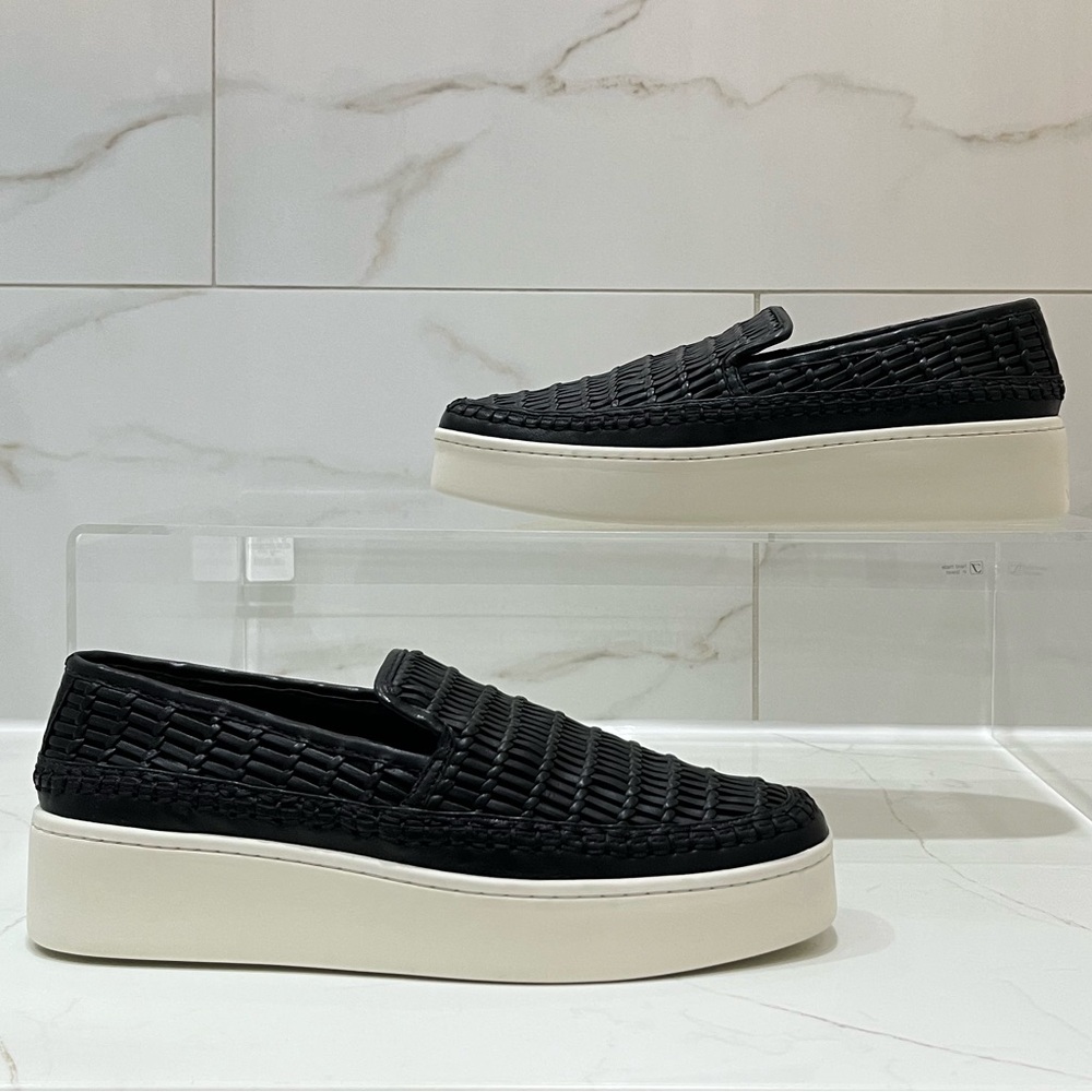 Vince Black leather Stafford Platform Loafers 6.5 M New in Box